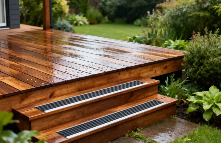 terrasse en bois glissante
